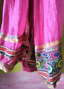 Brand new shocking pink silk embroidered duppatta.