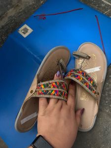 one time worn only /Embellished Flat Sandals