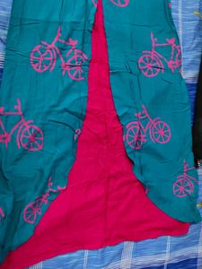 Teal Bicycle Print Tunic Kurti