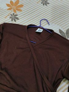 Elegant Brown Ruched Bodycon Mini Dress for Women