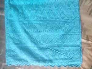 Blue Embroidered Cotton 1 Pants