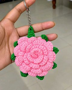 Handmade Crochet Flower Keychain