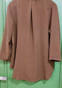 Chic Textured Brown Button-Up Top