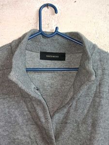 Grey Belted Cardigan Sweater Long