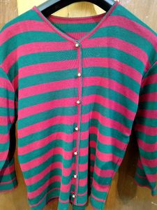 Striped Button-Down Cardigan