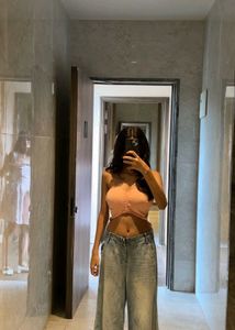 Pink Ruched drawstring backless Crop Top