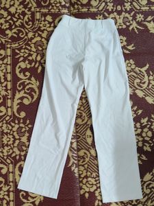 White Straight Leg High Waisted Pants