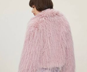 XS to M Pink Faux Fur Shaggy Coat