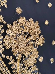 Black &amp; Gold Embroidery Semi stitched material