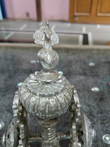 Mahabharat Rath Silver Colored Metallic Showpiece