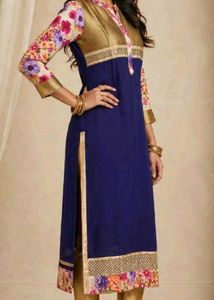 Stylish purple &amp; Floral Print Kurti Set