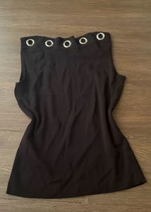Y2K Black Sleeveless Top with Grommets