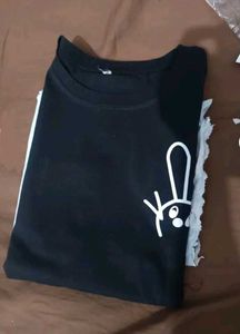 Cute Bunny Graphic Black T-Shirt