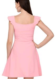 Pink Ruffle Sleeve Mini Dress