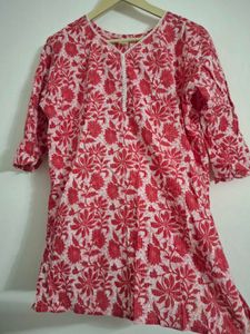 Red Floral Print Kurta