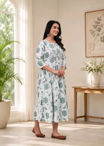 Designer Kurta with Green Print-XXL