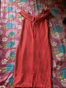 Red Striped Off-Shoulder Dress