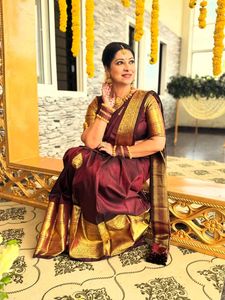 Elegant Maroon &amp; Gold Saree