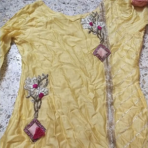 dual colour  gota n zardosi work customized kurta n straight pant