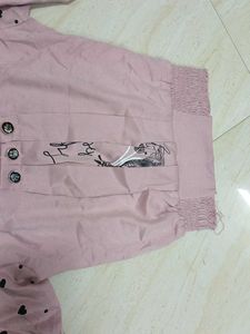 Chic Pink Blazer with Gold Buttons