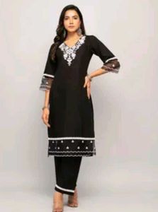 Elegant Black Kurta Set with Embroidery