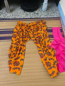 Vibrant Pink Orange Printed salwar Set wit dupata