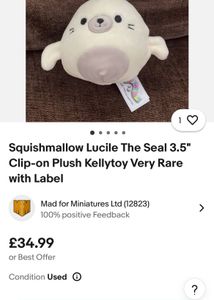 Very Rare Squishmallow Lucile The Seal 3.5