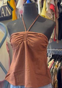 Chic Brown Halter Neck Top