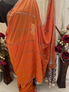 Elegant Orange Saree without blouse