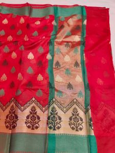 Banarasi Red Saree with Golden Border