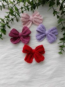 Handmade Crochet Bow Hair Clips (Set of 4)