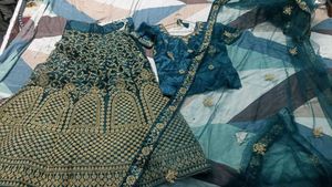 Embroidered Teal Lehenga Choli Set