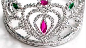 Sparkling Tiara with Pink and Green Jewels