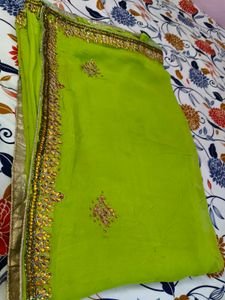 Lime Green beautiful Saree