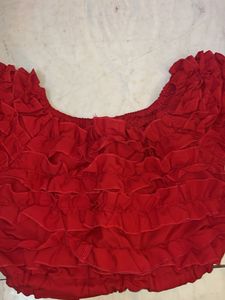 Cute Red Ruffled Crop Top