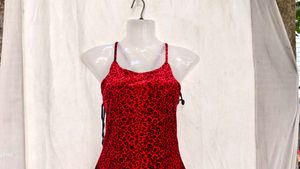 I. red animal print mini top