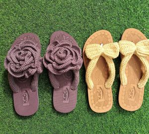Crocheted Rose & Bow Flip-Flops