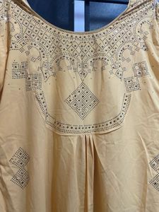 Yellow  Mustard Embellished Ruffle Dress