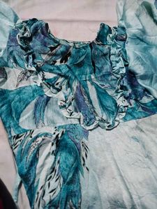 Blue Floral Print midi