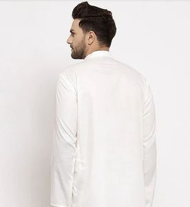 White Mandarin Collar Shirt
