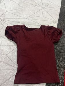 Burgundy Puff Sleeve Top