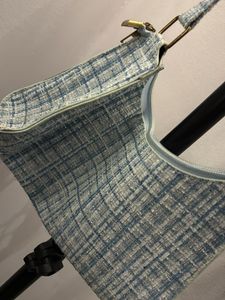 Chic Blue Plaid Shoulder Bag