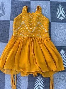 Yellow Sequined Kurta plazzo Set with Dupatta