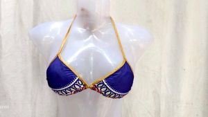 Stylish Blue &amp; Gold Bikini Top