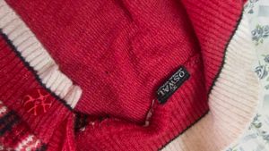 Red Knit Cardigan with Pockets