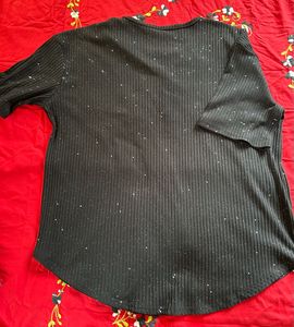 Sparkly Black Ribbed Top