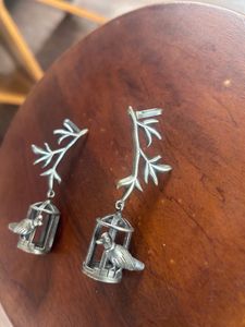 Birdcage Ear Cuff with Branch