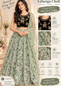 Festive lehenga choli with net dupatta
