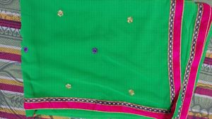 Embroidered Green Saree