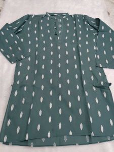 Green Printed Men's Kurta